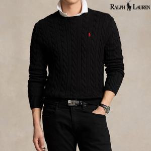 폴로랄프로렌 남성 코튼 케이블 니트 스웨터 블랙 710775885-012