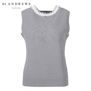 [세인트앤드류스] 여성 레이스 프릴 별 심볼 니트 베스트