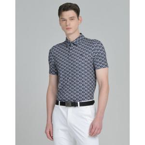 닥스 골프 25SS PREMIUM 블랙 냉감 하우스패턴 반팔 카라 티셔츠 DGTS5B424BK