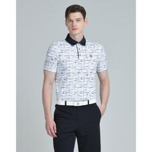 닥스 골프 25SS PREMIUM 화이트 슬럽 패턴 반팔 카라 티셔츠 DGTS5B413WT