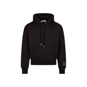 아미 로고 패치 슬리브 코튼 후드 블랙 USW217-740-001