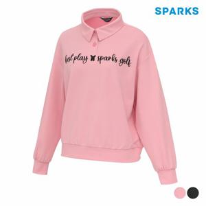 [스팍스]여성 루즈핏 레터링 긴팔 카라 티셔츠 SP1LTS002