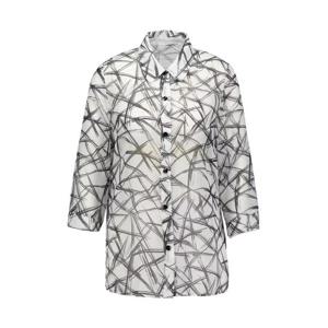 [벨리시앙]기하학패턴 셔츠카라 시스루 재킷 JK4215