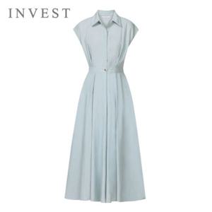 핀턱 라인 캡 소매 롱 원피스_INI5M1OP3861