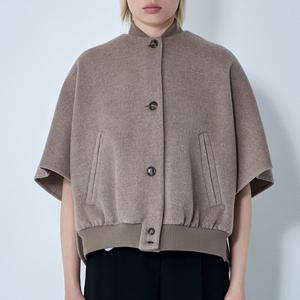 26 SS 막스마라 리브 트림 캐시미어 숏슬리브 버튼 자켓 베이지 4736131600 001