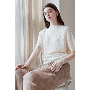 [요이츠]소프트 크링클 플리츠 반팔 블라우스_YJ05WNPBL05_LB1