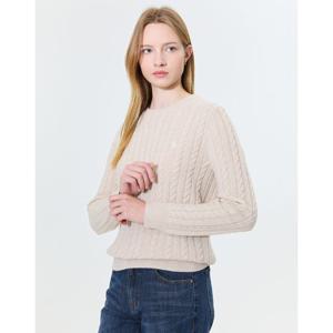 헤지스 여성 24FW 가격인하스테디셀러캐시미어 베이지 케이블 라운드넥 스웨터 WSSW4DC85I1