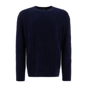 랄프로렌 네이비 블루 케이블 니트 크루넥 스웨터 710876728008
