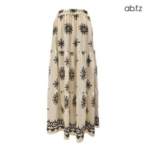 [에이비에프지]밴딩 패턴 포인트 캉캉 스타일 롱 스커트 APZ3HS31H