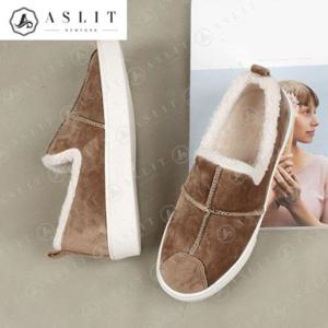 [애슬릿] 십자 매듭 스웨이드 슬립온 털 운동화