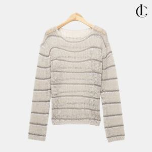 엘케이트 여성 여름 니트긴팔 단가라 해변 레이어드 살안타템 루즈핏 니트 LDV001