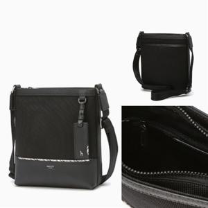 [헤지스] 블랙 나일론 혼방 체크라인 크로스백 HJBA5F061BK