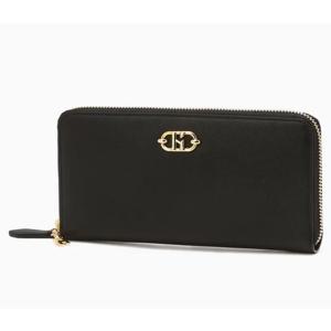 [헤지스ACC] 블랙 로고장식 소가죽 장지갑 HIWA5F142BK