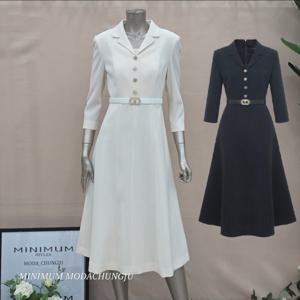 [미니멈]MD 카라넥 버튼 플레어 원피스  MD MYBAWO6100 M_CJ