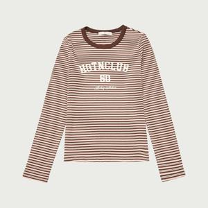 여성 스트라이프 레터링 롱슬리브 티셔츠_185(10530-131-616-45)