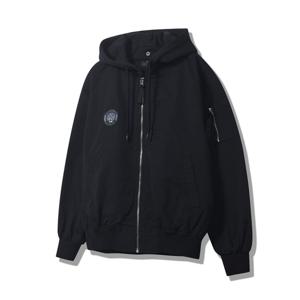 [지프]JP1JPU203 남녀공용 블랙 후드 탈부착 루즈핏 항공점퍼_SC