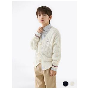 [타미힐피거칠드런2] 글로벌 스트라이프 케이블 가디건 T42F7WCD100BT2 3T 16세