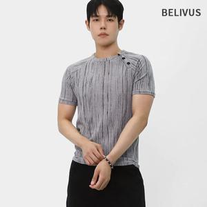 [빌리버스]빌리버스 남성 여름 헨리넥 세미크롭 반팔티 BVC011