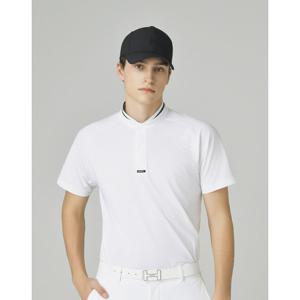 헤지스 골프 25FW 화이트 남성 냉감 변형 카라 반팔 티셔츠 HUTS5C618OW