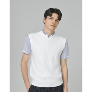 헤지스 골프 25FW 화이트 남성 브이넥 자카드 니트베스트 HUSW5C612OW