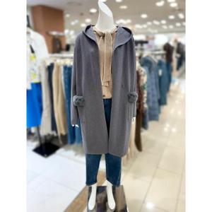 소고 세이브존01 토끼털 퍼 포켓 후드 롱 가디건 AI4GA06