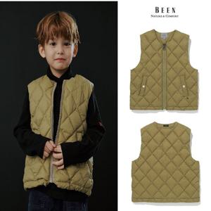 [빈BEEN]BZ61VT01OL 다이아몬드 퀼팅 올리브 그린 베스트
