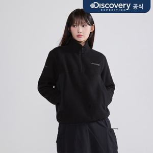 여성 자가드 플리스 반집업 티셔츠 (BLACK)  DWZT74056-BKS