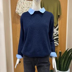 클리지 DP01 레이어드 니트 청 셔츠 CP8WKT05