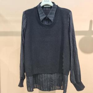 Destijl HC34 구김없는 소매안감블라우스 몸판니트셋트 가을블라우스 D2533bl13