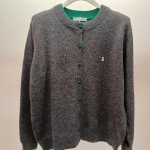 Latium HC06 신축성 좋은 앞오픈 이중넥 블렝베어 비즈배색 라운드 니트티형 가디건 T2541cd01G