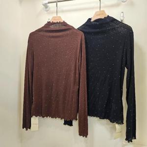 스테파니 HC07 핑티 큐빅 시스루 반폴라 티셔츠 A25TS5401