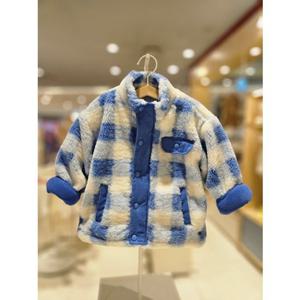 블루독베이비[hu]25.FW겨울신상 BL)체크패턴FUR점퍼 45C14-113-02 뽀글이점퍼 패딩점퍼 퍼자켓 아우터