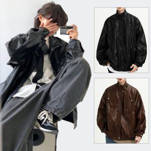 [모로엠]남성 오버핏 레더 재킷 아우터 LD-JUA-QSIS237