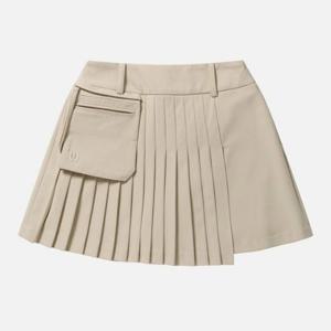 M 윌슨반바지 LQC W243002GSK92-BEG 여성 포켓 디테쳐블 플리츠 숏 스커트