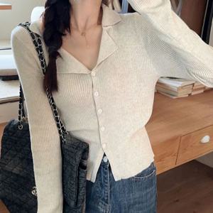 페미닌 카라 골지 니트 가디건 JSC-d0082