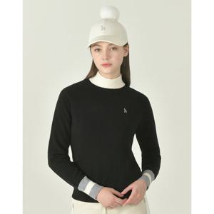 헤지스 골프 여성 25FW 블랙 여성 캐시미어 혼방 목폴라 방풍 니트 HWSW5D718BK