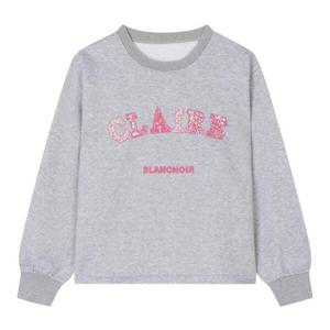 [베스띠벨리]스팽글자수레터링기모티셔츠 24FWI42844GY_YS