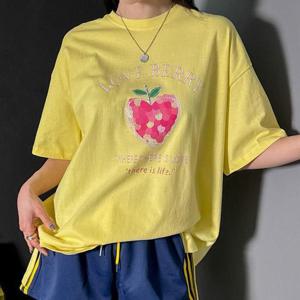 빅사이즈 505 트윙클애플프린트티셔츠 DMAU561