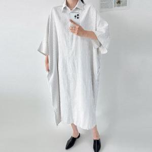 빅사이즈 508 아방밑트임세로줄원피스 DGLV104