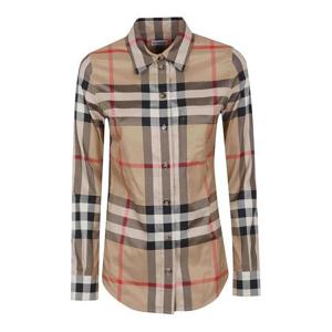 버버리 슬림핏 체크 코튼 셔츠 8111856A7028 Beige