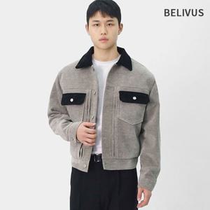 빌리버스 남성 캐주얼 코듀로이 자켓 배색 플랩 포켓 트러커 데일리 아우터 BRG042