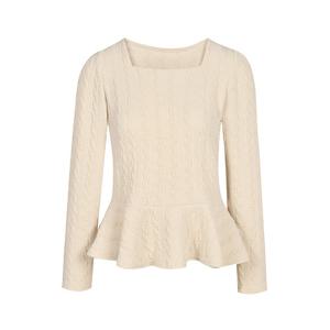 [제이제이 지고트]케이블짜임 소프트 벨벳 플레어 블라우스 GRCN0BL311