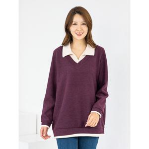 [모슬린]엄마옷 배색카라 겉기모 긴팔티셔츠 512FGH097 마담/중