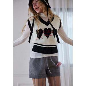 [에고이스트] (ER4OKV01) 울혼방 하트 아가일 배색 니트 베스트