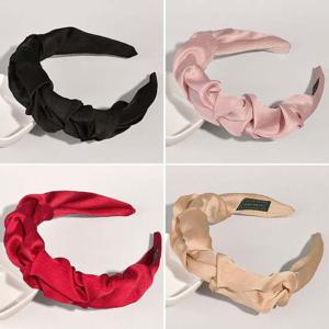 쉬폰꼬임머리띠 와이드 무지 헤어밴드 샤틴 셔링 심플