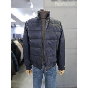 바쏘옴므 세이브존03 바쏘옴므 남자 네이비 천연 시어링 가죽 밍크에리 구스 점퍼 WSATZ4UB11A