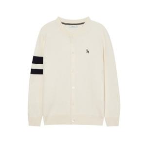 헤지스자켓 VQA HZSW4D200IV 아이보리 소매 배색 울 이중직 라운드 가디건