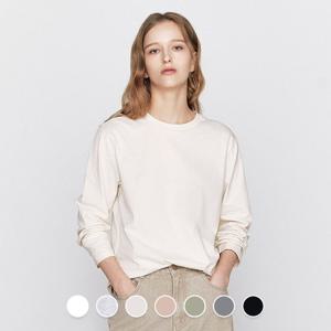 [지오다노]여성 봄 라운드넥 기본핏 솔리드 무지 면 긴팔 티셔츠 326501