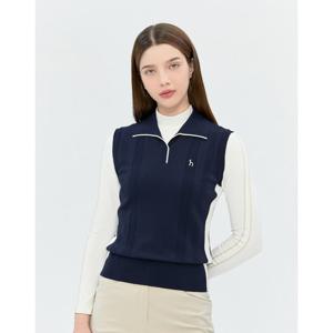헤지스 골프 여성 26SS 네이비 여성 로고 자수 니트 베스트 HWSW6A901N5