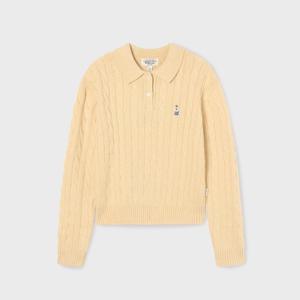 [후아유] Steve Cable Button Collar Pullover WHKAF4931F